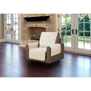 LINEN STORE Beige Microsuede Chair 65"x77" Slipcover Furniture Protector NIP NEW
